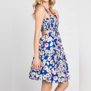 eesome Royal Blue Floral Cutout Maxi Dress